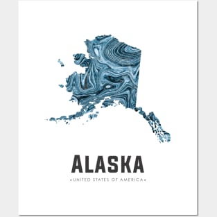 Alaska state map abstract Blue Posters and Art